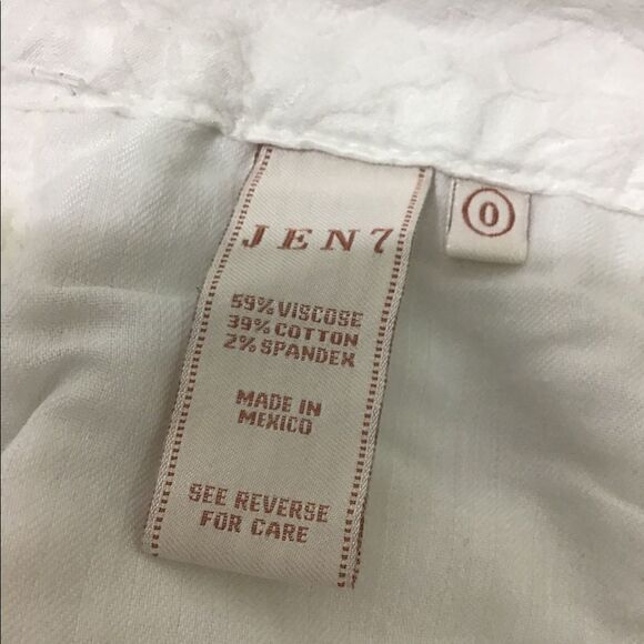 Jen7 7For All Mankind White Jacquard Skinny Ankle Jeans Size 0 - Picture 6 of 7
